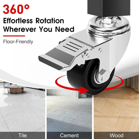 Heavy Duty Caster Wheels Set Of 4 With 2000 Pound Capacity Dual Locking 360 Degree Swivel Silent Casters on various floor types