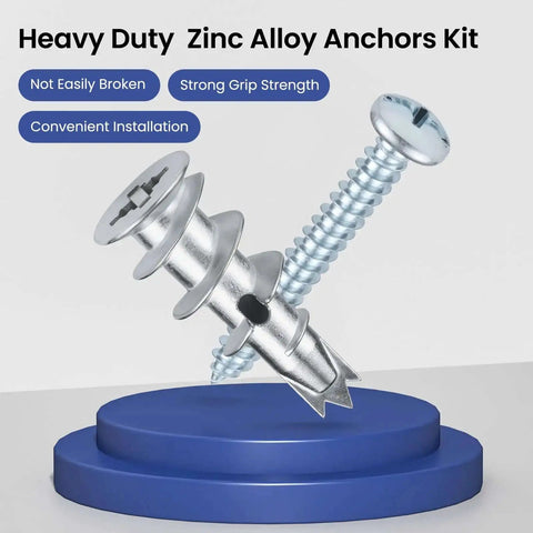 Self Drilling Drywall Anchors Kit With 110 Pieces Hollow Zinc Sheetrock Anchors And Screws Heavy Duty 60Lb Capacity display