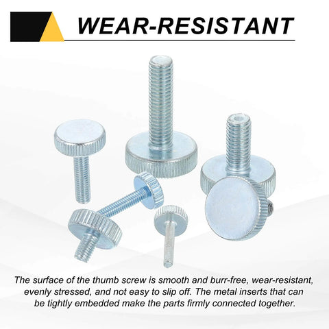 40 Pcs M3x6mm Flat Knurled Head Thumb Screws, Solid Iron, Heavy Duty, Fully Threaded Bolts Fasteners