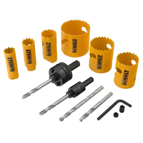 Bi Metal Hole Saw Kit For Wood Metal And Plastic With Up To 50 Percent Longer Life And Fast Plug Ejection By Dewalt