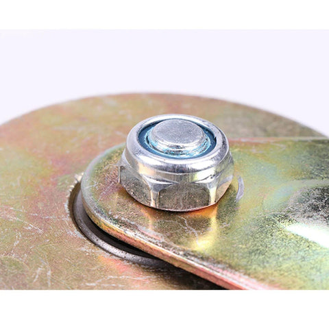 Close-up view of Beefy Heavy Duty Sliding Gate Roller With Steel V Shaped Track Rail For Inverted Track And Industrial Machines Rigid Track Castor