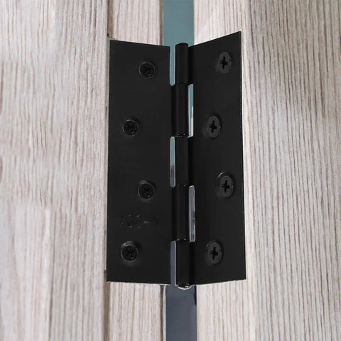 10 Pcs Two Inch Black Stainless Steel Small Door Hinges With Screws Kit For Doors Windows Cabinets Dollhouses Wooden Boxes Toolboxes And Furniture Projects Three Leaf Non Mortised Hinges installed on wood