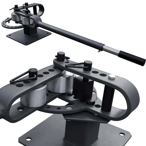 Compact Bench Top Metal Bender with 7 Dies, Manual Flat Bar Bender, Pro Grade Heavy Duty Machine with telescoping handle, YP-9.