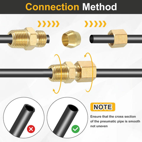 Two brass compression tube fittings, 3/16 in. OD x 1/8 in. NPT male union connectors.