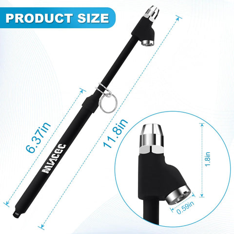 WNCGC tire air pressure gauge, heavy-duty dual-head with aluminum scale, black handle, 11.8in overall length