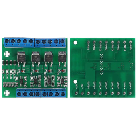 Rock Solid 4 Channel PLC Amplifier Module With MOSFET Driver And Optocoupler Isolation, PWM Input 3 to 20V, 10A Max board close-up
