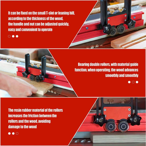 Double Wheel Bearing Stock Roller For Featherboards On Table Saws Router Tables And Band Saws Jig Guide Pro Grade Aluminum Alloy With Anodized Finish And Durable Polyurethane Wheels Spring Loaded For Smooth Feeding Built To Last