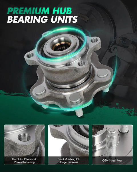 Rear Left And Right Wheel Bearing And Hub Assembly 512373 For Nissan Juke 2011 2017 And Nissan Rogue 2008 2020 AWD Without ABS Replacement Fits 1.6L 2.0L And 2.5L Engines Beefed Up Premium OEM Grade Durable Hub Assembly