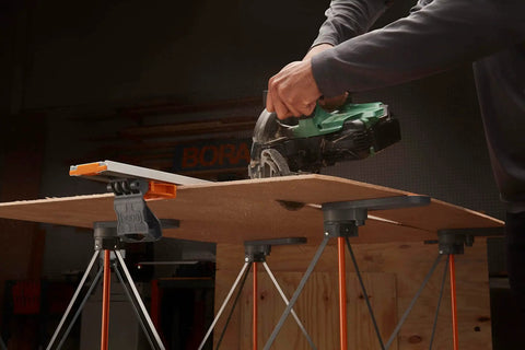 NGX 96 Inch Clamp Edge System with Quick Connect and Quick Lock Lever for fast, accurate straight cuts on circular saws in use
