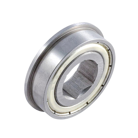 Ball bearing, flanged hex bore; 1/2 in ID x 1-1/8 in OD x 5/16 in WD, steel with white seal, pack of 10