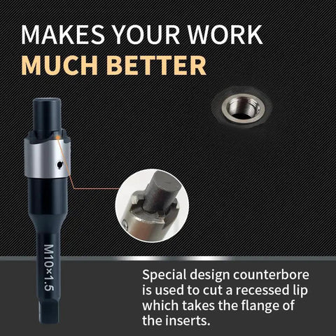 Pro Grade M10x1.5 Thread Repair Kit With 14mm Stainless Steel Inserts HSS Drill Tap Counterbore And Install Driver 10 Pieces