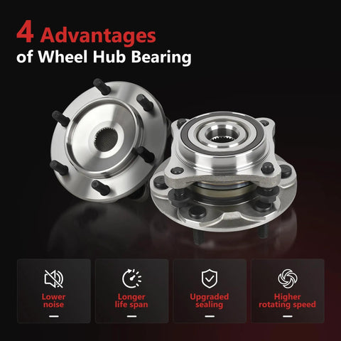 Two Pack Front Wheel Bearing And Hub Assembly Compatible With 2003 To 2021 Toyota Tacoma 4Runner FJ Cruiser 6 Lug 4WD With ABS Fits Lexus GX460 GX470 Premium Aftermarket Replacement For A Smooth Ride And Easy Install