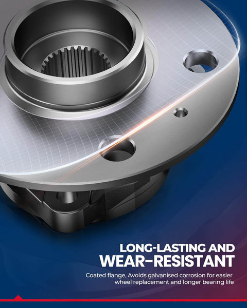 Close-up of front wheel hub bearing assembly compatible with Chevy Impala 2000-2013, featuring a durable, wear-resistant coating.