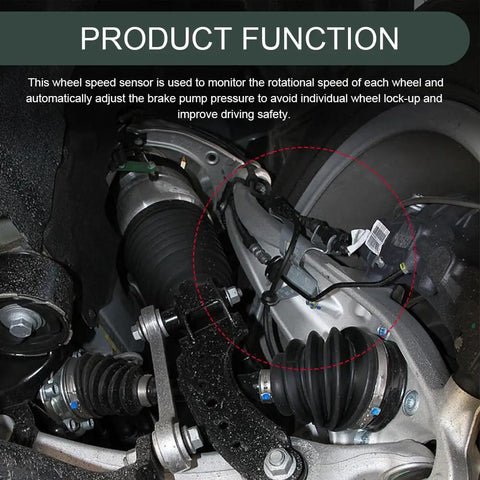 Rear-left ABS wheel speed sensor, black automotive replacement part.