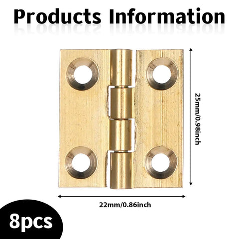 8 Pack Brass Jewelry Box Hinges 1 Inch Gold Mini Hinges For DIY Craft Projects With Mounting Screws Ideal For Small Wooden Boxes