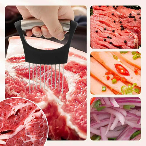 Crinkle Cutter Knife With Rubber Handle Stainless Steel Wavy Blade Fries Cutter Slicer For Potatoes Onions And Veggies Handy Kitchen Chopping Tool For Home Use Black used on meat and vegetables.