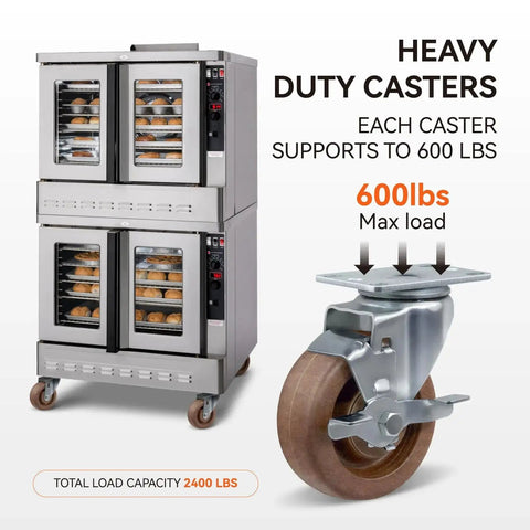 Heavy Duty 4 Inch Hi Temp Glass Filled Nylon Caster Wheels Set of 4 for Commercial Kitchen and Bakery Use image
