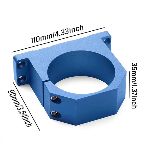 69mm Aluminum Spindle Holder Mount for PROVerXL 4030 V2, dimensions 110x90x35mm, blue finish, CNC router upgrade