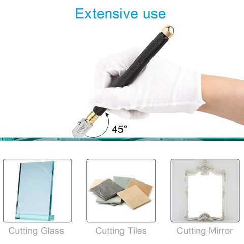 Glass Cutter 2mm to 20mm Pencil Style Oil Feed With Carbide Tip For Glass Mirrors Tiles Mosaic Upgraded Cutting Tool in use
