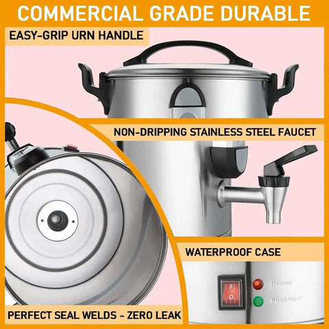 Beefy 100 Cup Commercial Coffee Urn With 1300W Quick Brew Heavy Duty Stainless Steel Double Wall Industrial Electric Percolator