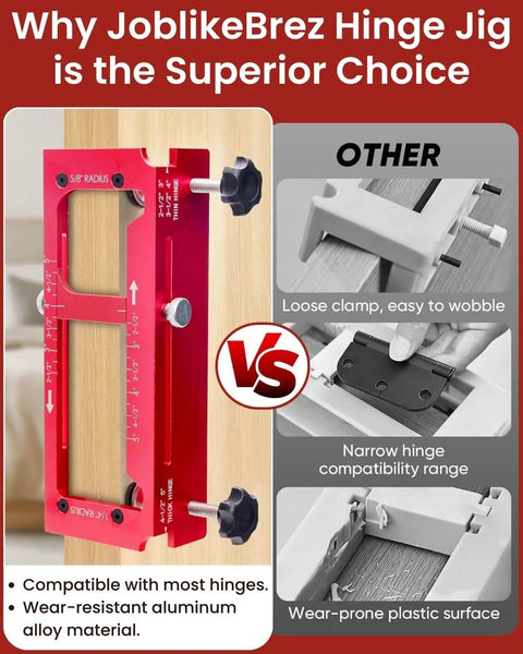 Comparison between Built Tough Aluminum Door Hinge Jig For 2.5 To 5 Inch Hinges by JoblikeBrez and other hinge jigs