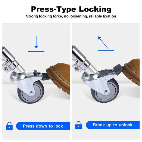 Swivel Caster Wheels Set For C Stand 25mm Legs Compatible With Takerers Neewer And Other 25mm C Stand Bases, locking mechanism