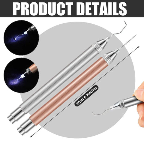 Two Pack LED Weeding Tools For Vinyl With Light Pin And Hook Lighted Weeding Pen For Removing Tiny Iron On Vinyl Or Paper