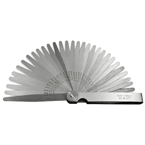 32 Blades Stainless Steel Feeler Gauge Set With Dual Scale Metric And Imperial Readings For Spark Plug And Valve Gap Adjustment