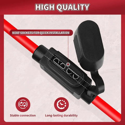 Heavy Duty 12V Inline Fuse Holder Kit Waterproof Blade Fuse Holder with neat sockets for quick installation, front view