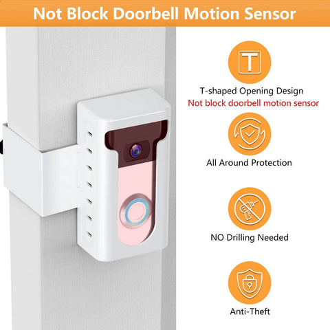 No Drill Video Doorbell Mount For Ring And Blink White Wedge Bracket Adapter That Prevents Blocking The Motion Sensor Universal Mount
