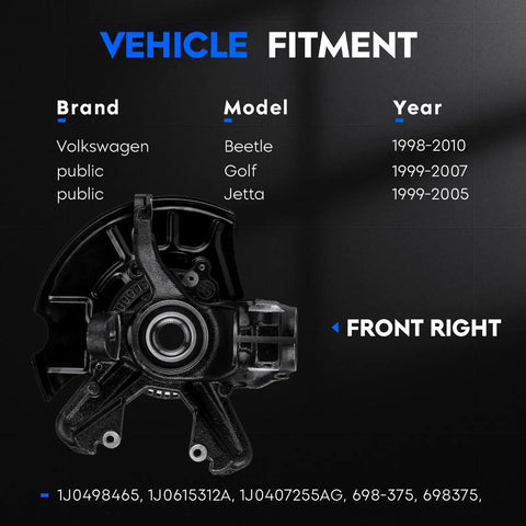 Driver Side Front Left Steering Knuckle And Wheel Bearing Hub Assembly With 280mm Rotor for Beetle Golf Jetta 1998-2010 displayed