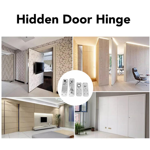 Hidden Door Pivot Hinge With 360 Degree Rotation Heavy Duty Stainless Steel Concealed Door Hardware For Bookcases And Wood Doors 600 Lbs Load Capacity Brushed Finish By Marhynchus installed in interior spaces