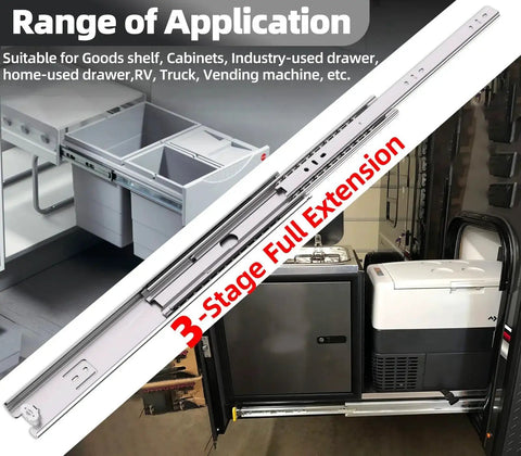 Heavy Duty Drawer Slides With 200 Lb Capacity Full Extension Ball Bearing Rails 20 Inch Pair For Cabinets And Tool Boxes