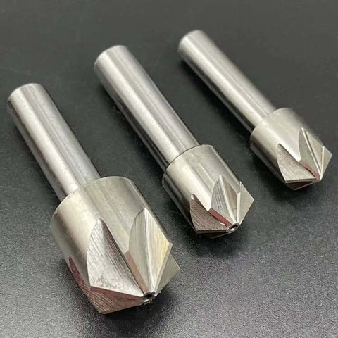 Three 120 Degree Chamfer Milling Cutter HSS End Mills For Deburring And Chamfering Straight Shank Countersink Drill Bit