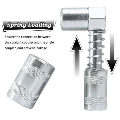 90-degree grease coupler gun adapter by Amazon, chrome-plated steel with knurled grip