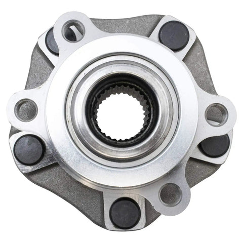 Two Piece Front Wheel Bearing And Hub Assembly Set For Driver And Passenger Sides Bolt On Easy Install Direct Fit Compatible With 2015 2018 Chevrolet City Express 2013 2019 Nissan NV200 2013 2019 Sentra And 2013 2017 Leaf, front view
