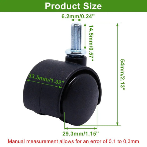 One Inch Swivel Caster Wheels Set Of Four With M6 15mm Straight Grained Rod Nylon Replacement Casters for Furniture