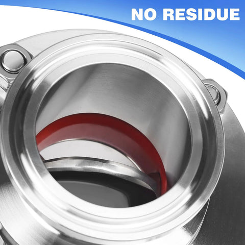 2-inch stainless steel sanitary butterfly valve with red gasket and tri-clamp ends