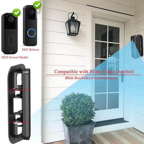 Corner Mount For Video Doorbell Camera Adjustable Angel Mount From 30 To 145 Degrees For Maximum Front Porch Coverage Easy Tool Free Installation Wide Viewing Range Fits First And Second Gen Doorbells Secure Stable Fit installed on door frame