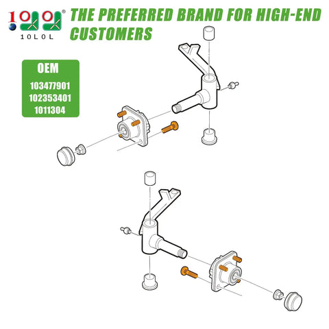 Illustration of Club Car Beefed Up Serrated Shoulder Lug Stud Bolts Kit for Golf Carts, OEM 103477901 102353401 1011304, easy install.
