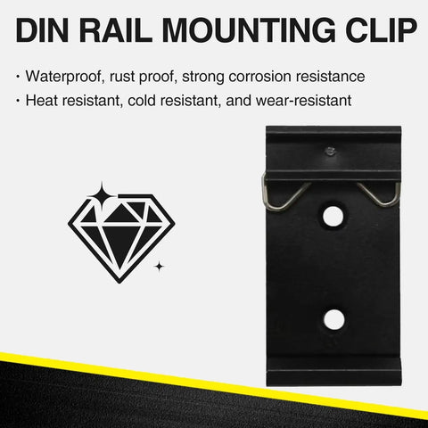 12 Pack Din Rail Mounting Clips One Point Oh Eight Inch Wide Snap In Universal Black Aluminum Alloy Relay Clips for 35mm