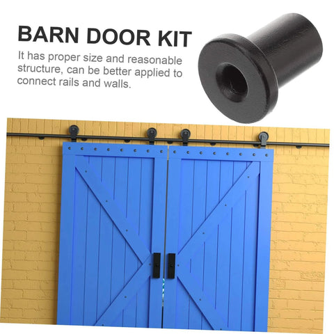 Five Piece Barn Door Track Spacers And Connectors Kit For Sliding Door Hardware with installation on blue barn doors