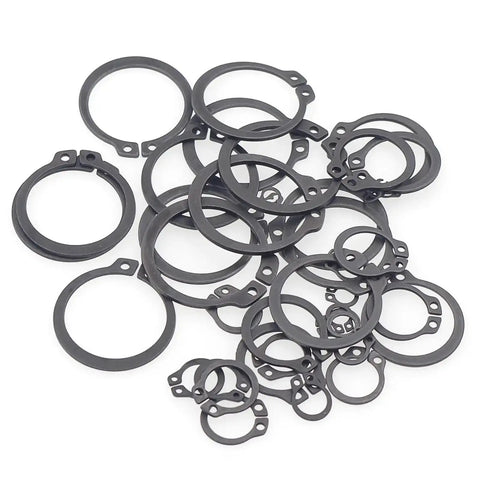 290 Piece C Clips External Retaining Ring Assortment Kit Heavy Duty Black Alloy Steel 15 Sizes 4mm To 18mm shown in various sizes
