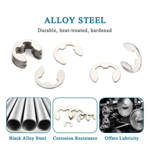 Stainless Steel External Circlips E Clip Set For 6mm Shafts 1mm Thick Heavy Duty Snap Rings Retaining Rings Corrosion Resistant
