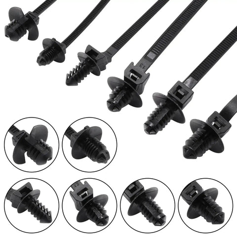 60 Pack Push Mount Zip Ties Nylon Cable Ties For Wire Harnesses Black Snap In Car Mount Ties Automotive Fasteners Durable Nylon