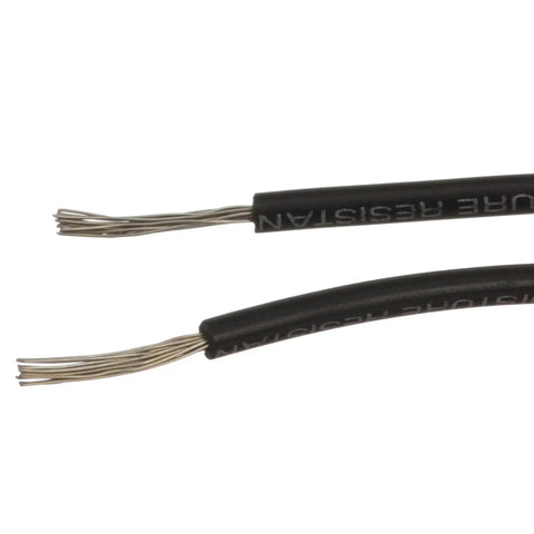 Close-up view of lead wires for Beefy Incandescent Red Indicator Light For Control Panels 14V With Six Inch Lead Wires Five Sixteenth Inch Bulb Size
