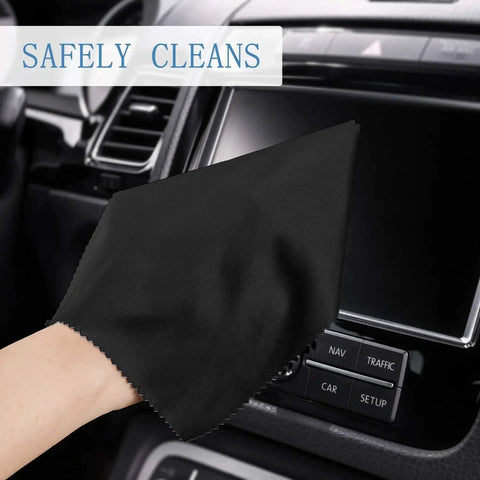 Microfiber Cleaning Cloths For Glasses And Screens 50 Pack 6x7 Inches used on car dashboard