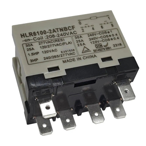 Beefy High Voltage Compressor Relay 208 240VAC And 277VAC Compatible 30 Amp 6 Pin DPST NO Electrical Relay, front view