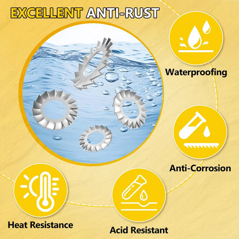 550-piece external tooth lock washer set, 304 stainless steel, metric sizes M2.5–M12, Amazon brand
