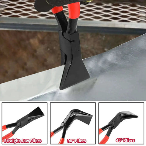 3-Piece Hand Seamers Sheet Metal Tools Set with Straight Jaw bending sheet metal, includes 45 and 90 degree pliers